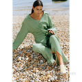 2021 Vintage Green Little Slit Calças Mulheres